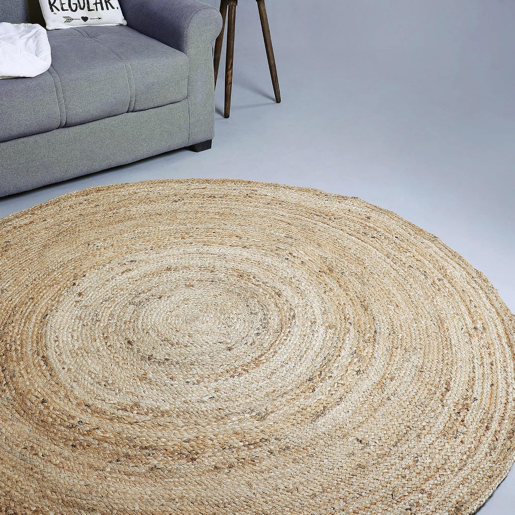Jute Braided Round Rug, Natural, 6 ft | 100% natural jute, hand woven, reversible, boho farmhouse style