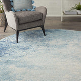 Home Passion Navy/Light Blue 8' x Round Area-Rug, Modern, Abstract, Easy-Cleaning, Non Shedding, Bed