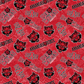 Arkansas State University Cotton Fabric with Tone on Tone Design-Sold by The Full Yard