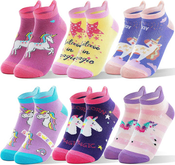 Kids Girls Toddler Unicorn Ankle Socks, Novelty Fashion Socks