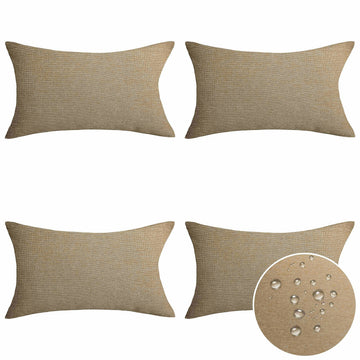 Lumbar Pillow Outdoor Pillows Couch Throw Pillow Covers, 12x20 inch, Set of 4, Linen