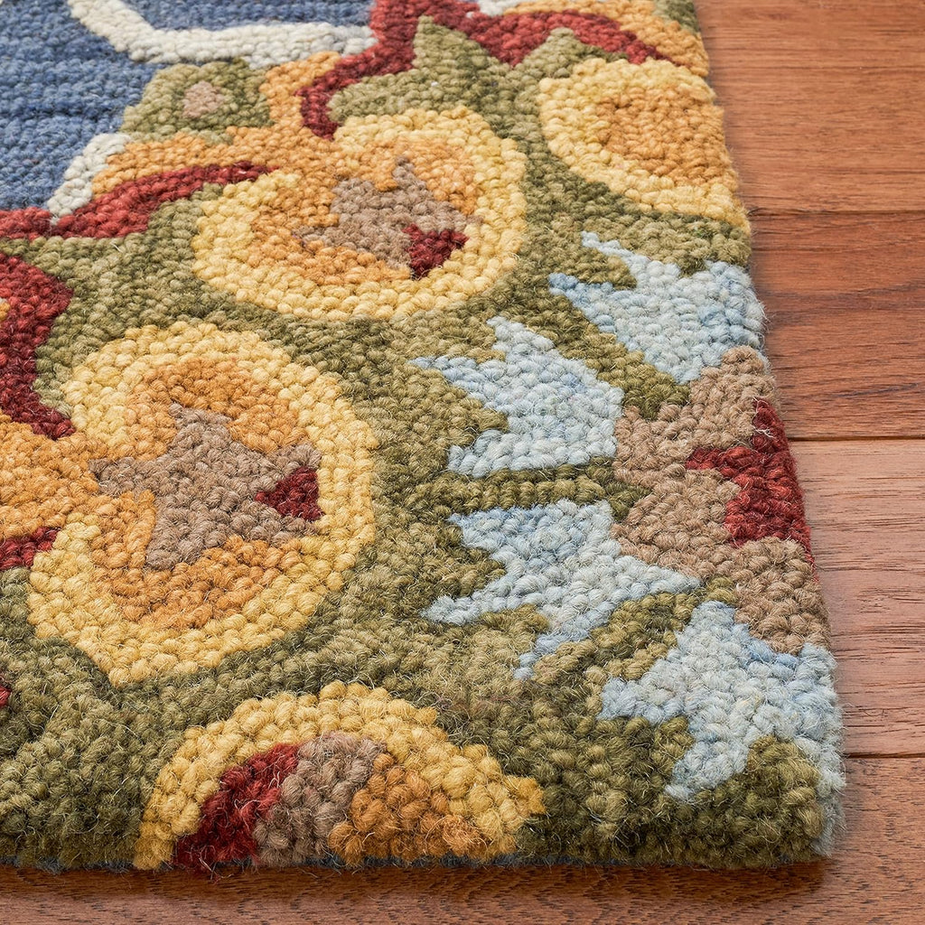 Blossom Area Rug - 9' x 12', Navy & Multi, Handmade Wool