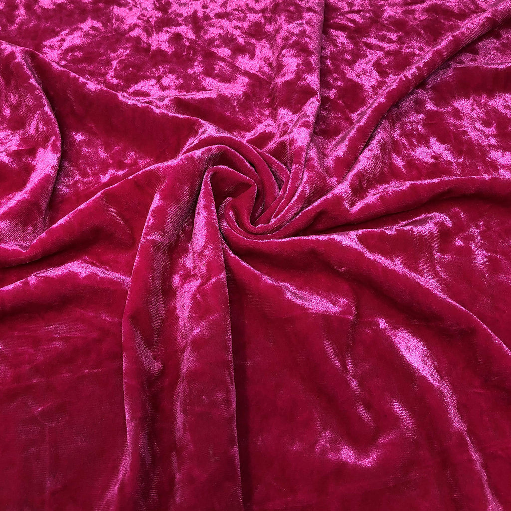 Crushed Stretch Velvet Solid (Fuschia Hot Pink) by Elotex International Fabric