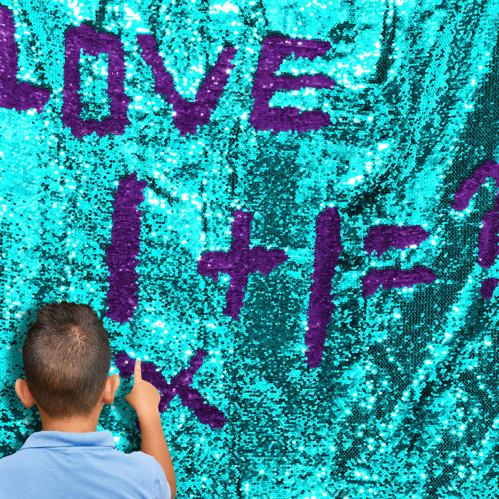 Flip Sequin Fabric by The Yard, Half Yard, Turquoise + Purple
