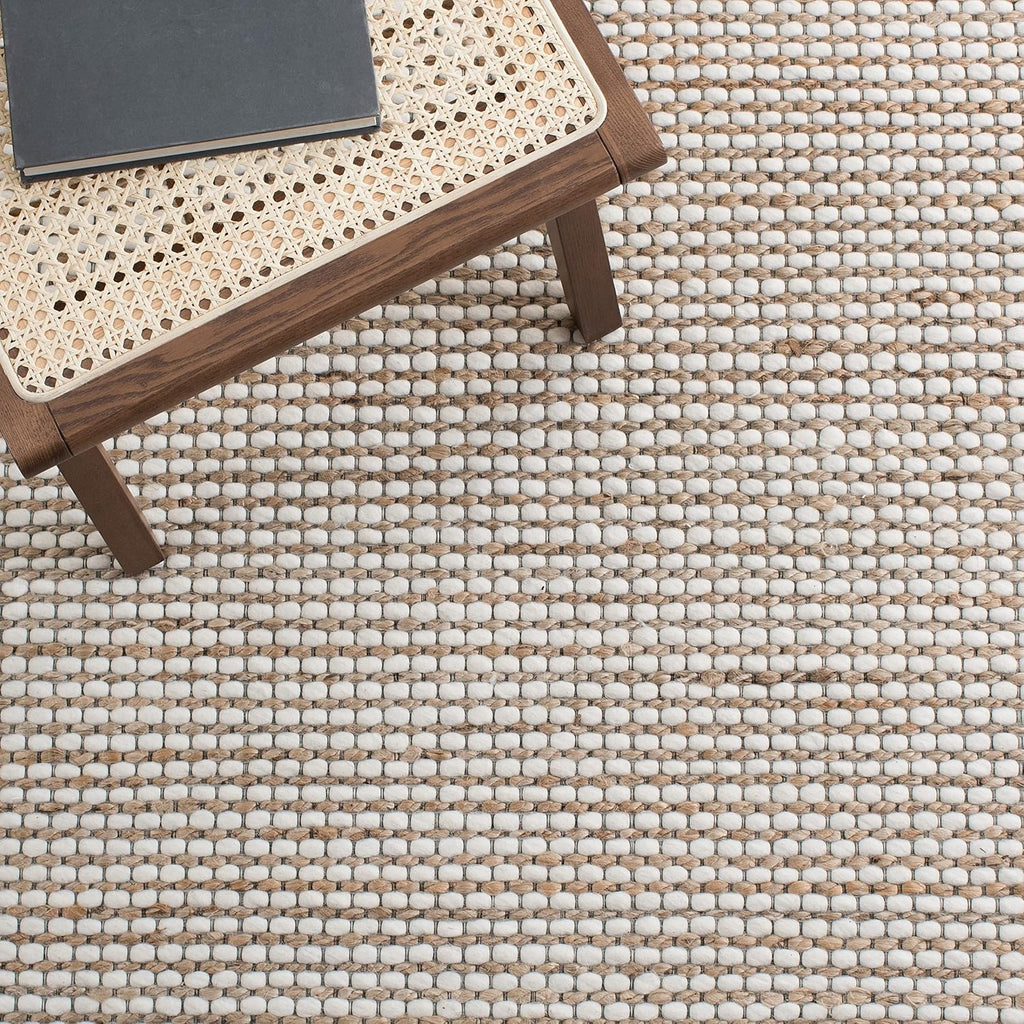 Natural Fiber Collection Area Rug - 8' Square, Natural & Ivory, Handmade Farmhouse Jute & Wool, Ideal for High