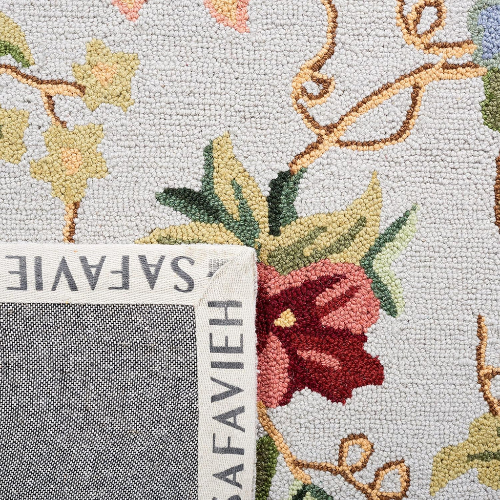 Area Rug 8x10 - Chelsea - Large - Grey, Hand-Hooked French Country Floral Wool