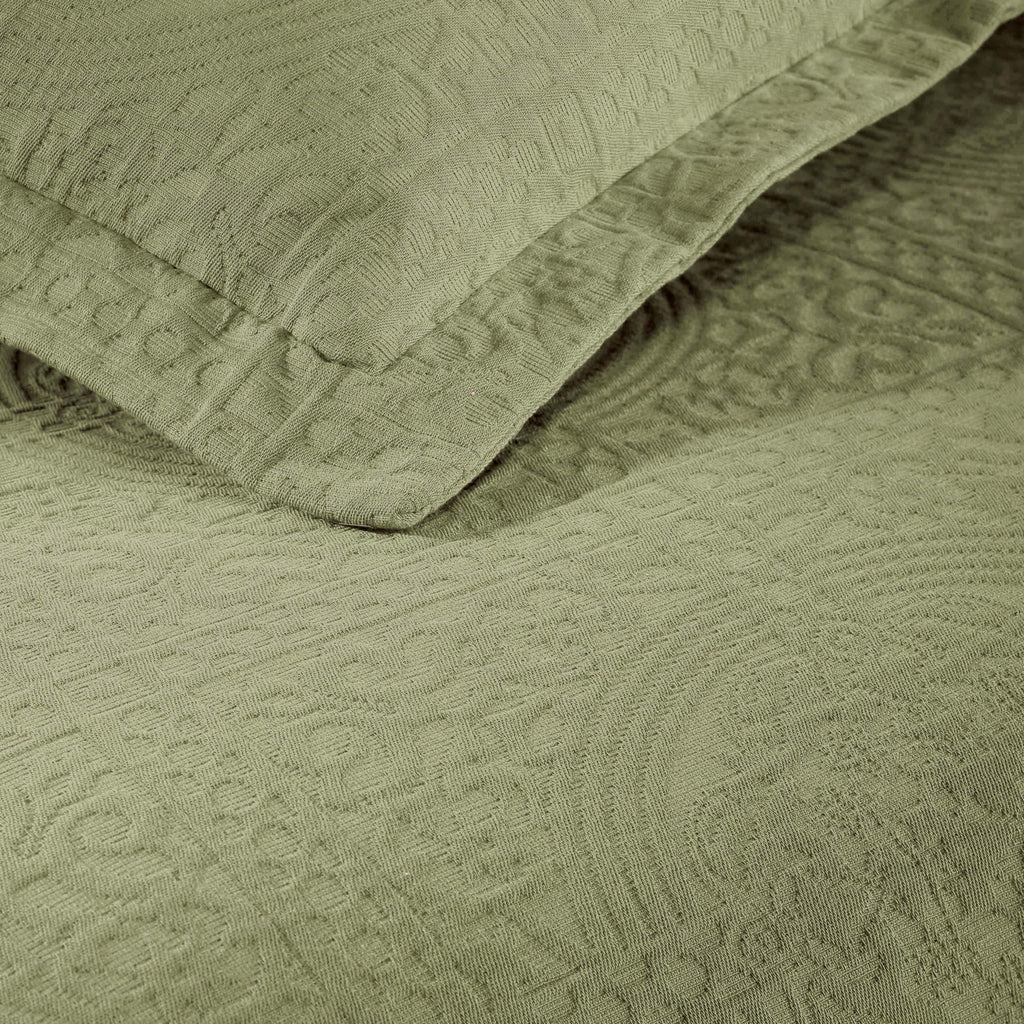Cotton Bedspread, Jacquard Woven Matelasse Bedding Twin, Sage
