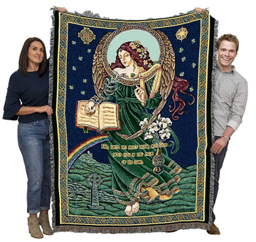 Irish Blessing Blanket - Until We Meet Again - Sympathy Celtic Gift Tapestry Throw Woven from Cotton - Made in The