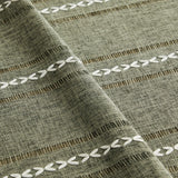 Hemstitched Embroidery Striped Boho Tablecloth 60 Inch Round Olive, Heavy Weight Farmhouse Burlap Li