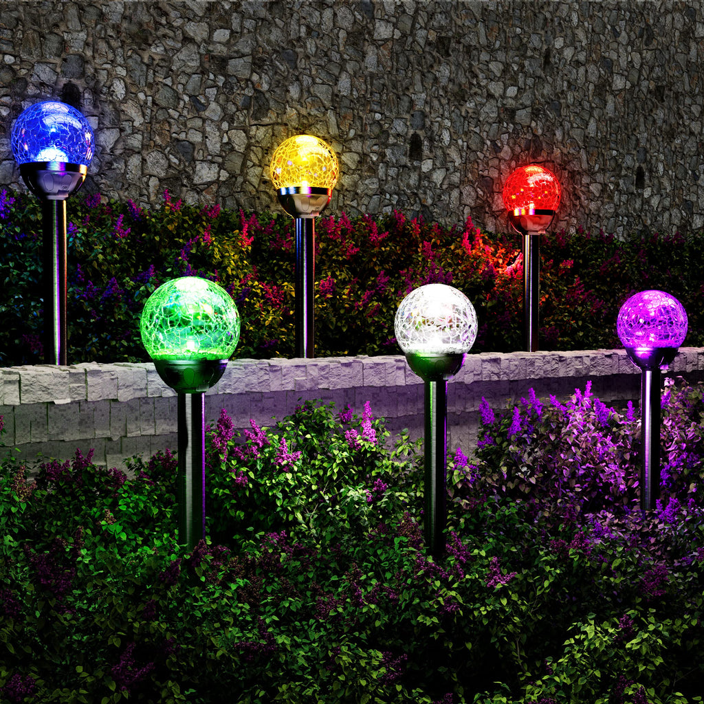 Solar Outdoor, Cracked Glass Ball Solar Garden Lights, Color Changing Lights Outdoor, Garden LED for Path, Patio