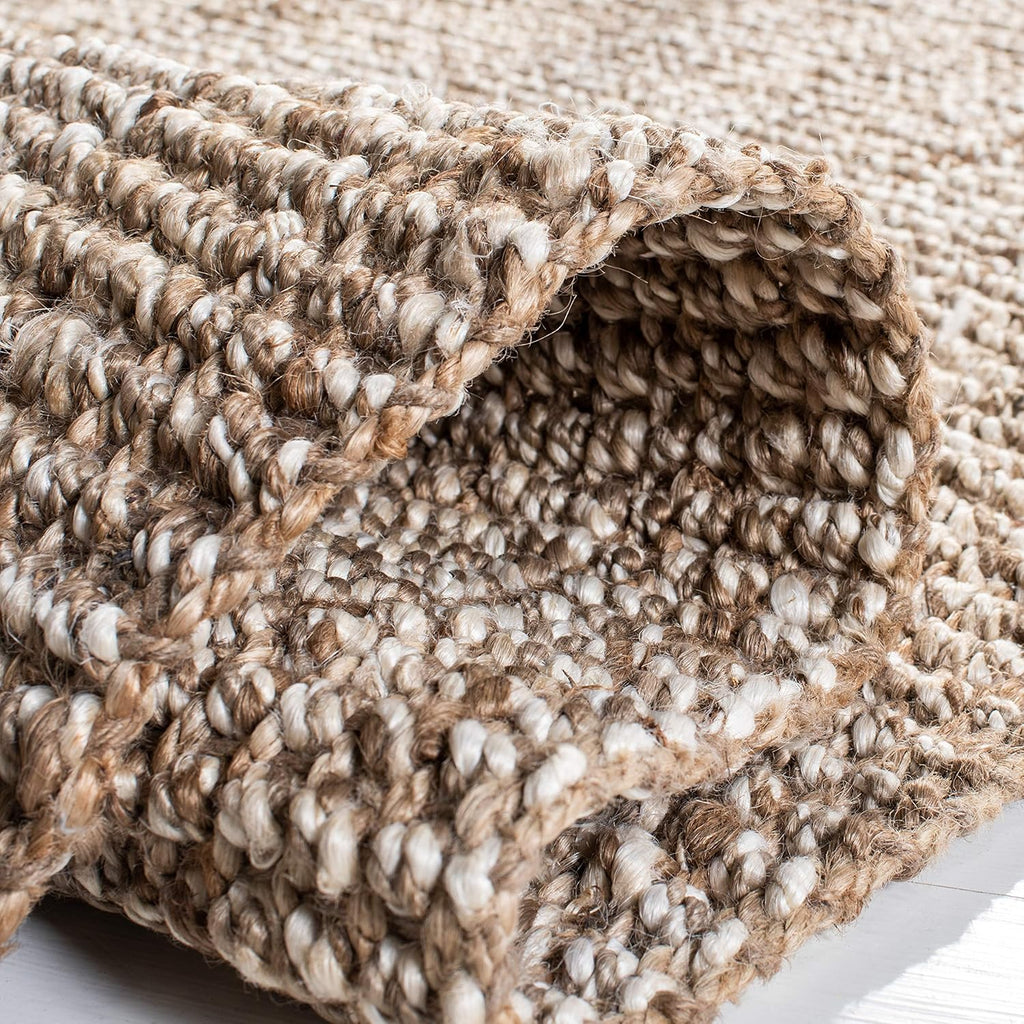 Natural Fiber Area Rug - 9' x 12', Grey & Beige, Handmade Woven Fringe Jute