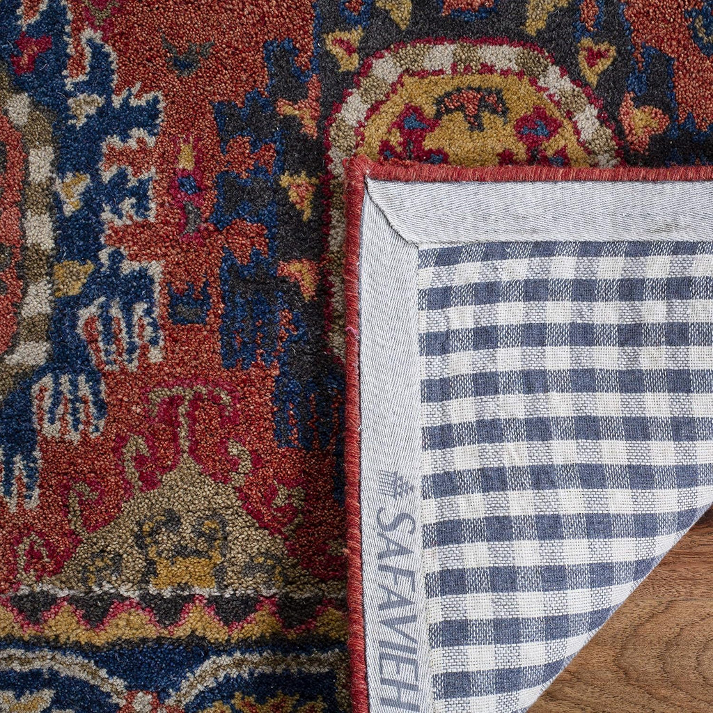 Heritage Area Rug - 10' x 14', Rust & Navy, Handmade Wool, Traditional Design