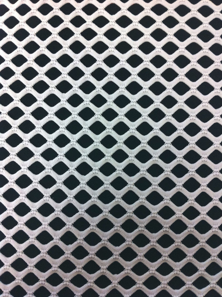 Big Hole Diamond Mesh on Stretch Polyester Spandex Fabric by The Yard (White)
