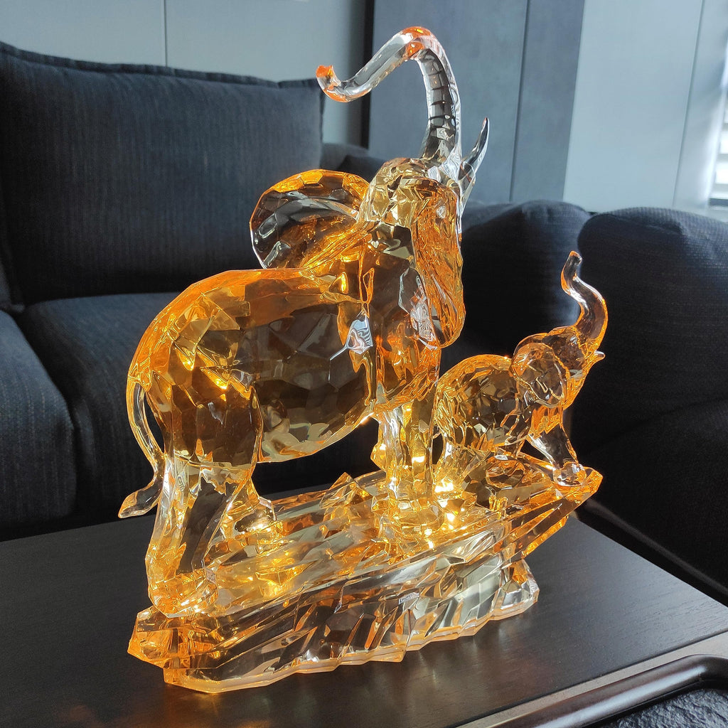 13.8" H Large Acrylic African Elephant Statue Home Decor Gifts