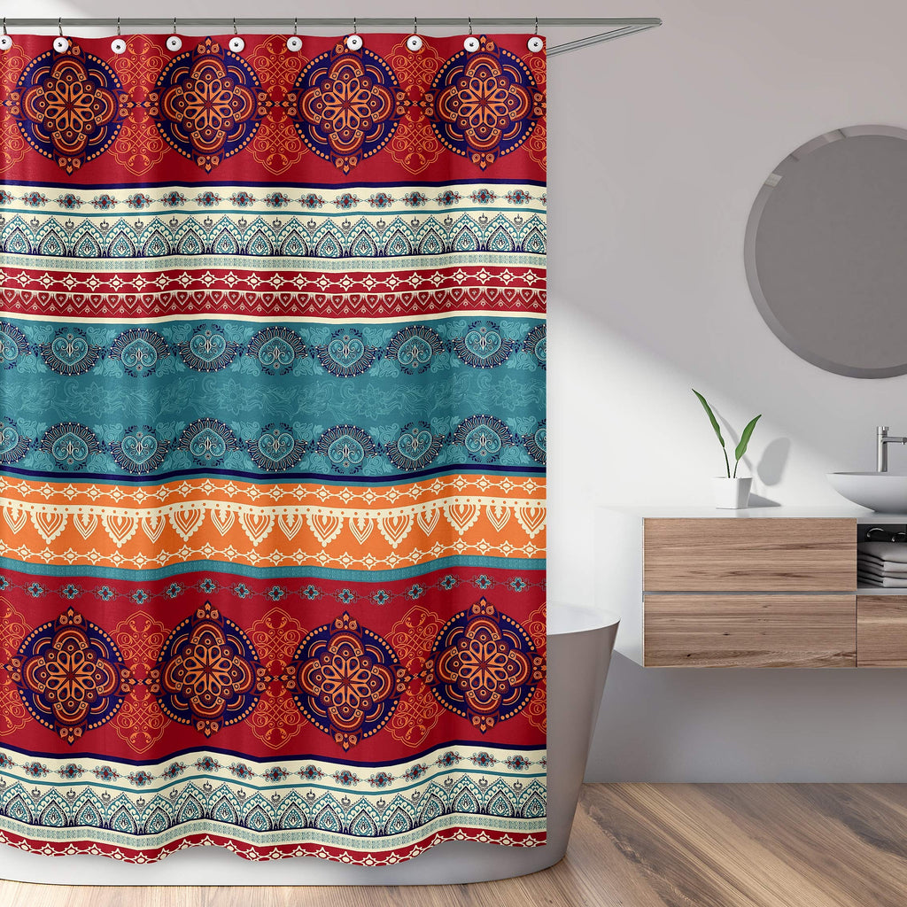 Boho Mandala Bohemian Chic Decorative Bathroom Fabric Bath Shower Curtain 72x72 Aztec Room Decor Ethnic Vintage