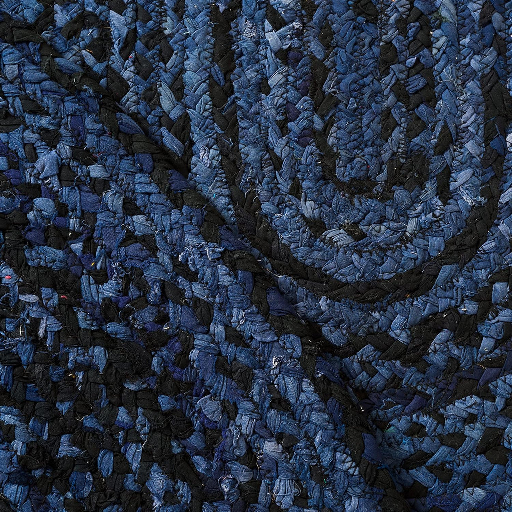 Braided Cotton Oval Rug 6'x9', Farmhouse Navy & Black BRD452N