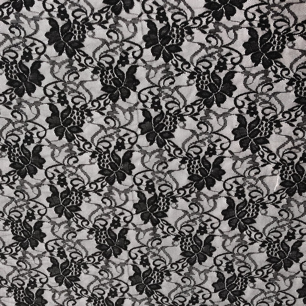 Stretch Lace Fabric, Black, 90% Nylon/10% Spandex, Wedding, Formal/Semi-Formal, 60" Width - 8114 (5 Yards)