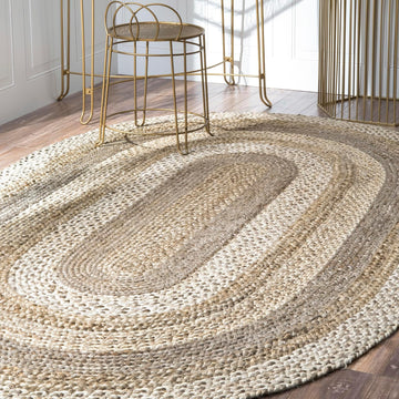 Charlene Natural Ombre Power Loomed Area Rug, Oval