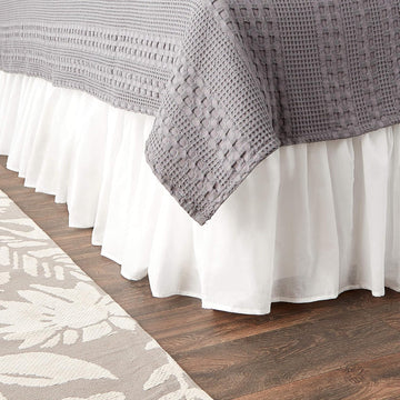 Voile Bed Skirt, Lined, White, Queen 18-inch L