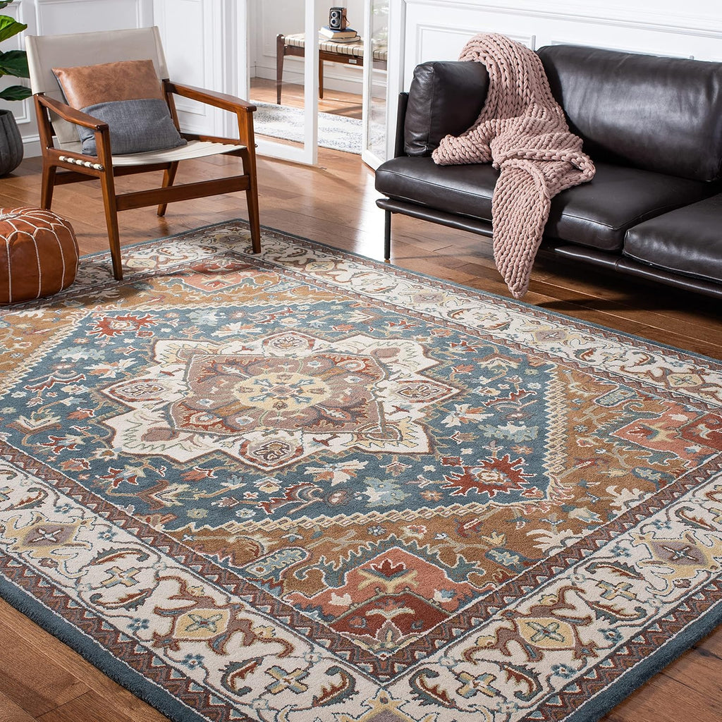 Area Rug 9x12 - Heritage - Large - Dark Green & Brown, Handmade Wool, Traditional Oriental Medallion Design