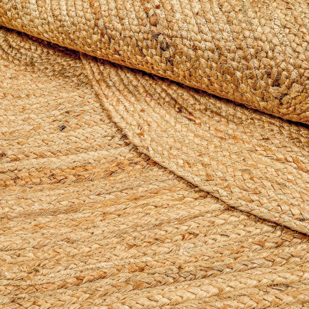 Hand Woven Jute Area Rug - 5' x 8' Feet - Rustic Beige Reversible Oval Rugs - Vintage Natural Braided Entry Floor