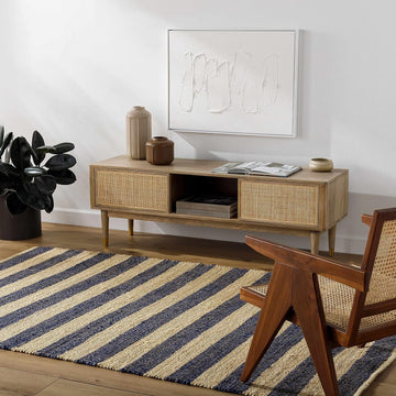 Pisani Jute Living Room, Bedroom Area Rug - Striped - Traditional Transitional Coastal Farmhouse Modern - Black