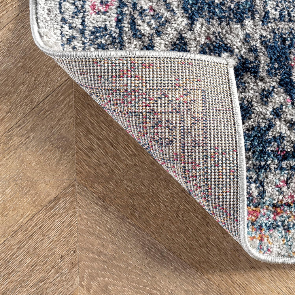 Lilah Blue Medallion Power Loomed Area Rug