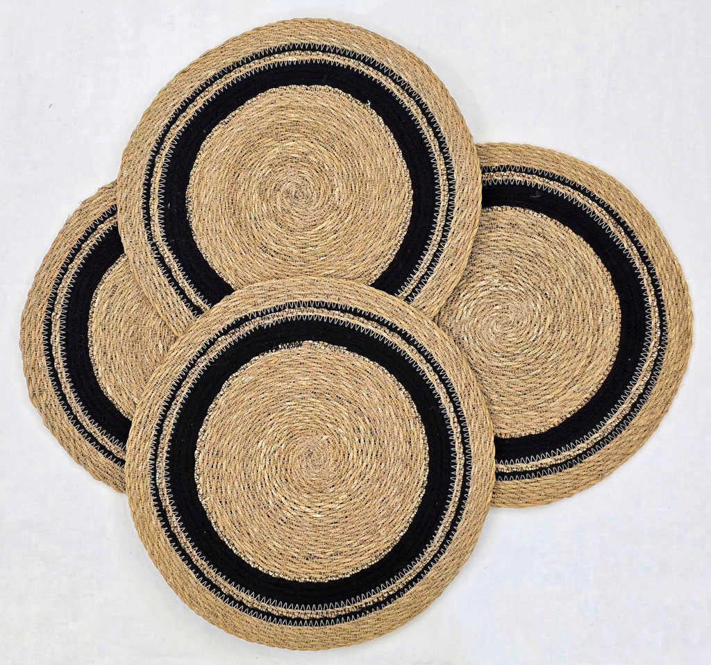 14" Round Woven Seagrass Charger Placemats - Circle Border