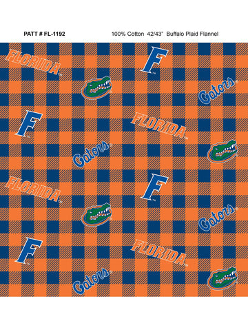 University of Florida Flannel Fabric with Awesome Check Design-Sold by The Yard-College Flannel Fabric