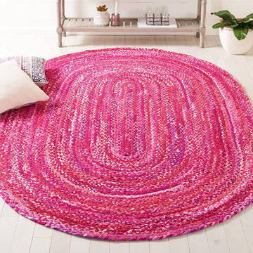 Braided Oval Rug 6x8, Pink & Fuchsia BRD452U