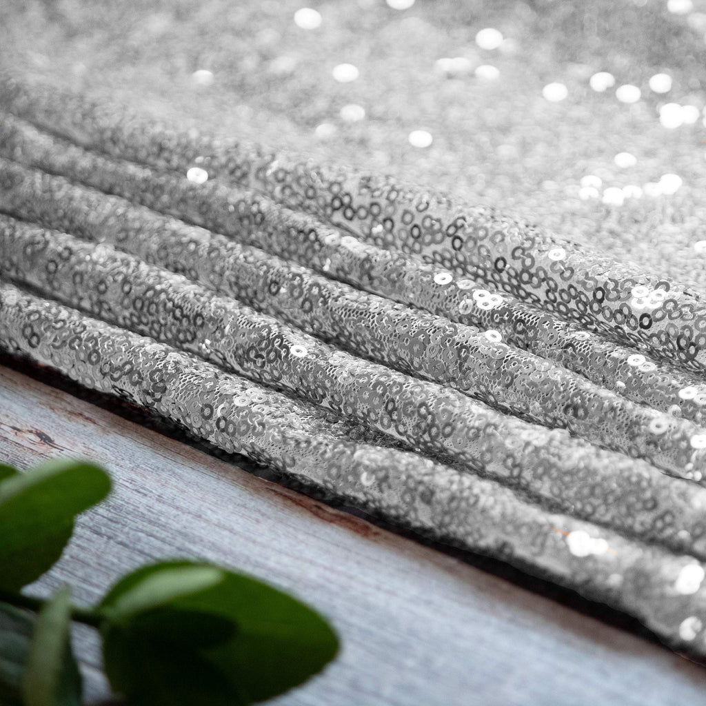 Silver Sequin Table Runner for Party, Gliitter Table Runner 5 Pack