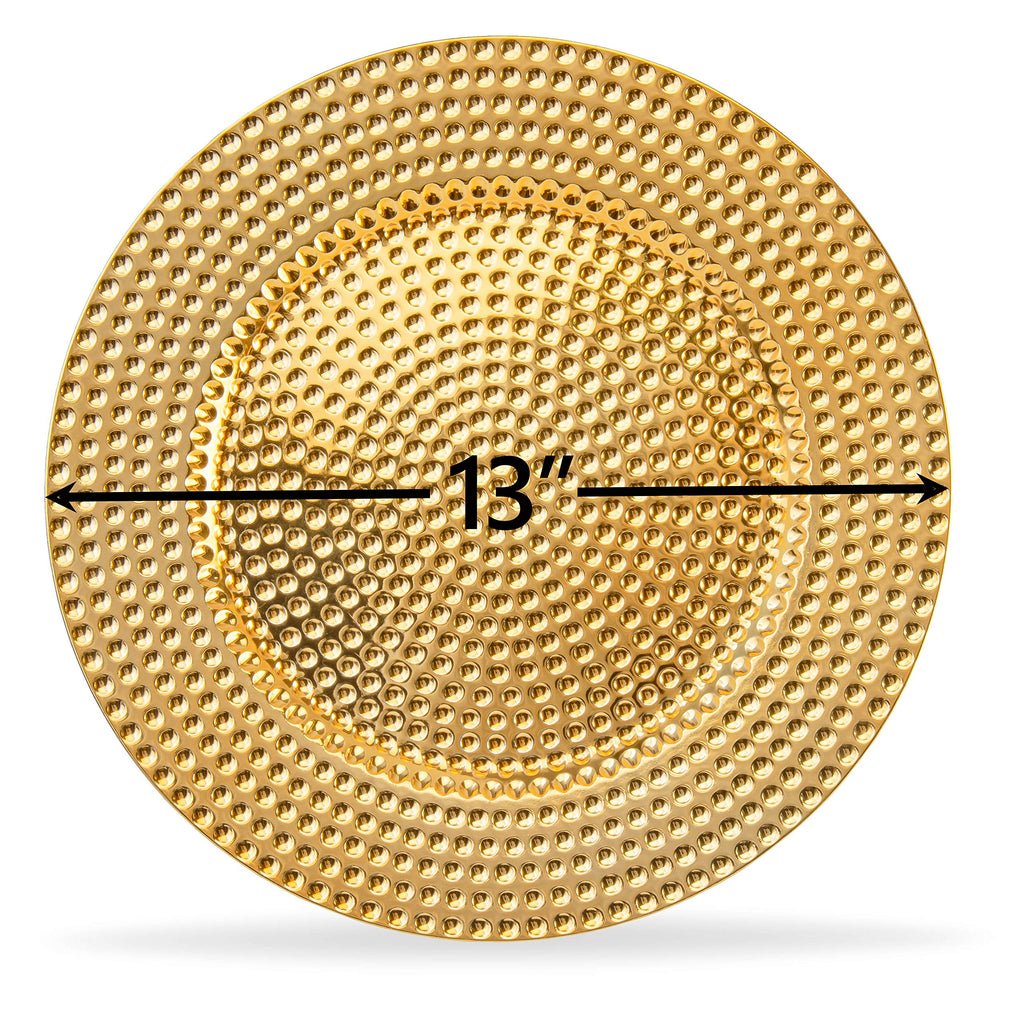 13 Inch Round Elegant Serve ware Charger Plates with Matching Napkin Rings, Wedding, Dinner party, Event - Choose
