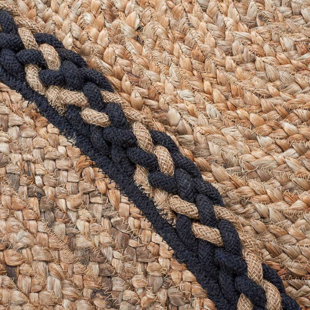 Natural Fiber Collection Area Rug - 4' x 6' Oval, Natural & Black, Handmade Jute, Ideal for High Traffic Areas