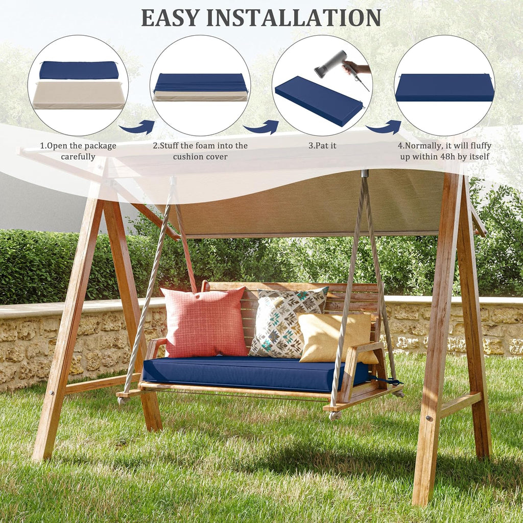 Premium Outdoor Bench Cushions Furniture 3.5inches Memory Foam Bench Cushion Waterproof Fade Resistant Porch Swing