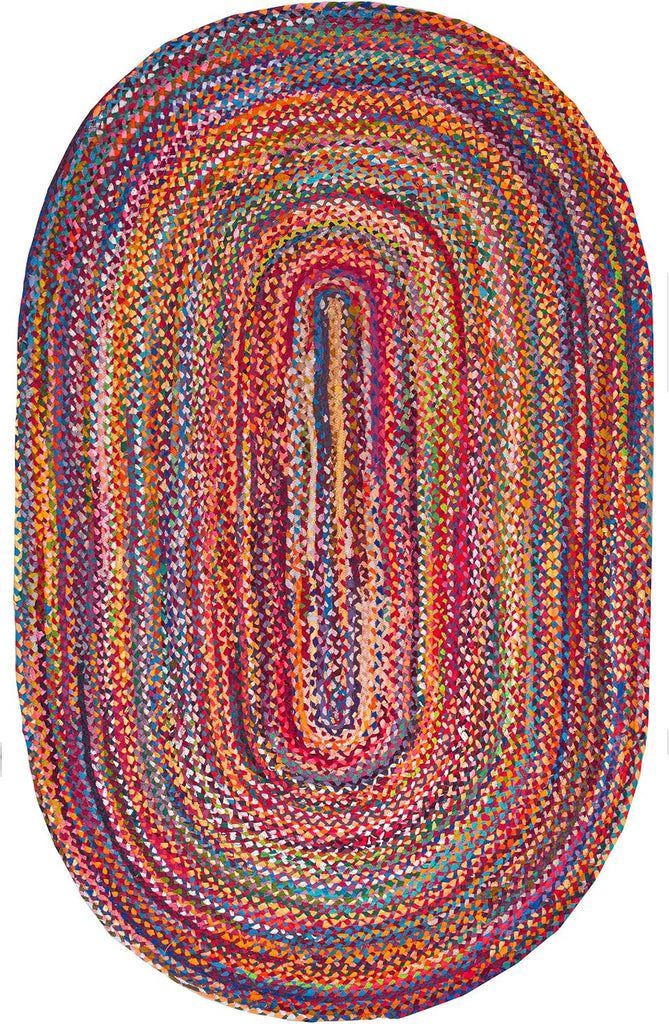 Tammara Multicolor Ombre Braided Area Rug, Oval