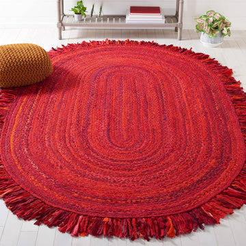 Braided Oval Rug 3x5, Cotton Braided Red BRD451P
