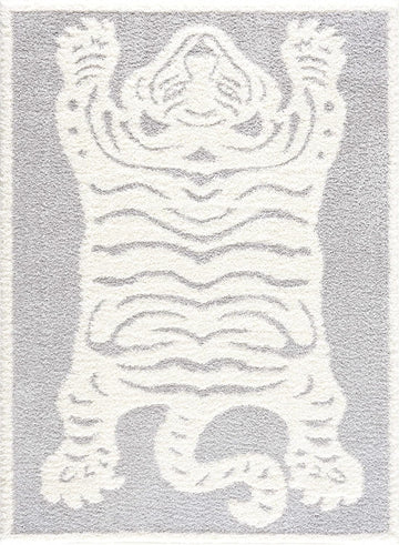 Liszt Living Room, Bedroom Area Rug - Tiger Animal Print Striped - Contemporary Modern Tribal Minimalist Transitional