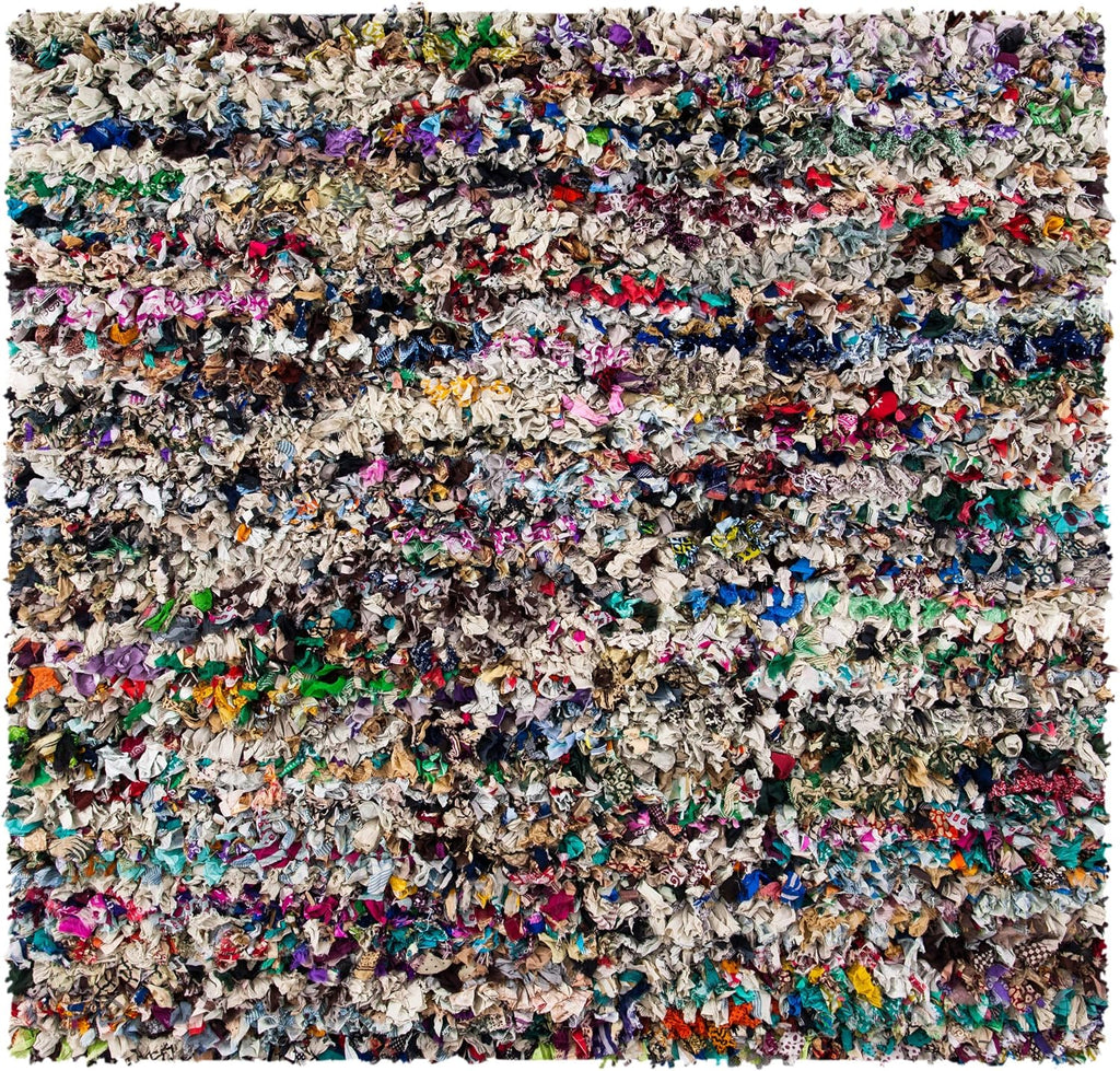 Rio Shag Collection Area Rug - 6' Square, Grey & Multi, Handmade Decorative, 3.5-inch Thick Ideal for High Traffic