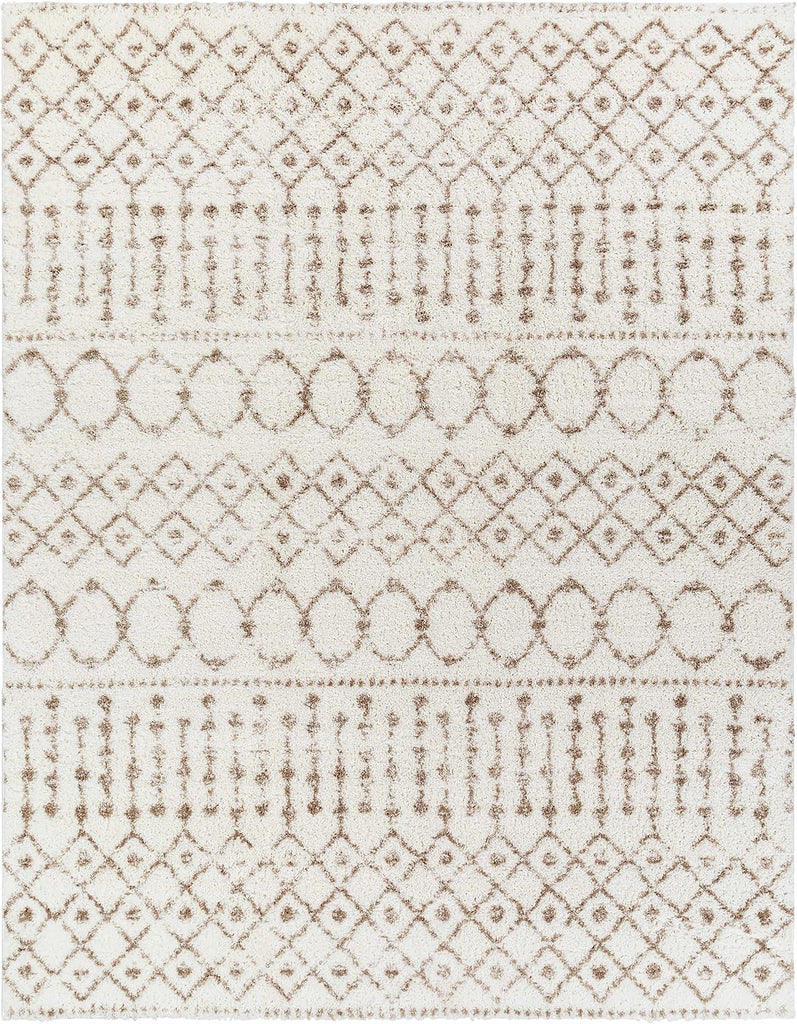 Hampton Living Room, Bedroom Area Rug - Geometric Trellis Diamond Circles Lattice - Bohemian Transitional Moroccan
