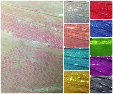 3mm Micro Mini Holographic Sequins on Stretch Polyester Spandex Jersey Fabric (Pearl White)