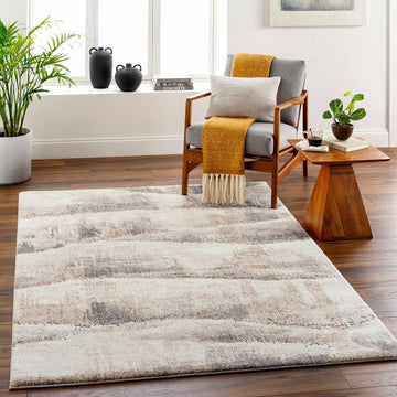 Banji Area Rug - Abstract Distressed Ombre Striped Faded - Contemporary Modern Transitional Minimalist - High Pile