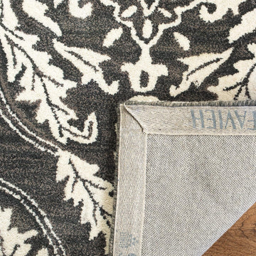 Blossom Collection Area Rug - 6' Square, Charcoal & Ivory, Handmade Wool, Ideal for High Traffic Areas (BLM602H)