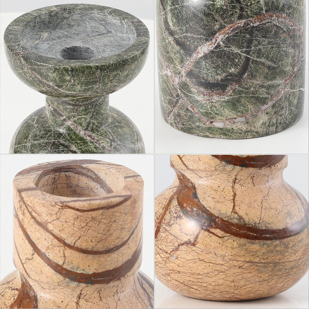 Home Collection Odessa Multicolored Marble Candle Holder Set of 2 (Fully Assembled)