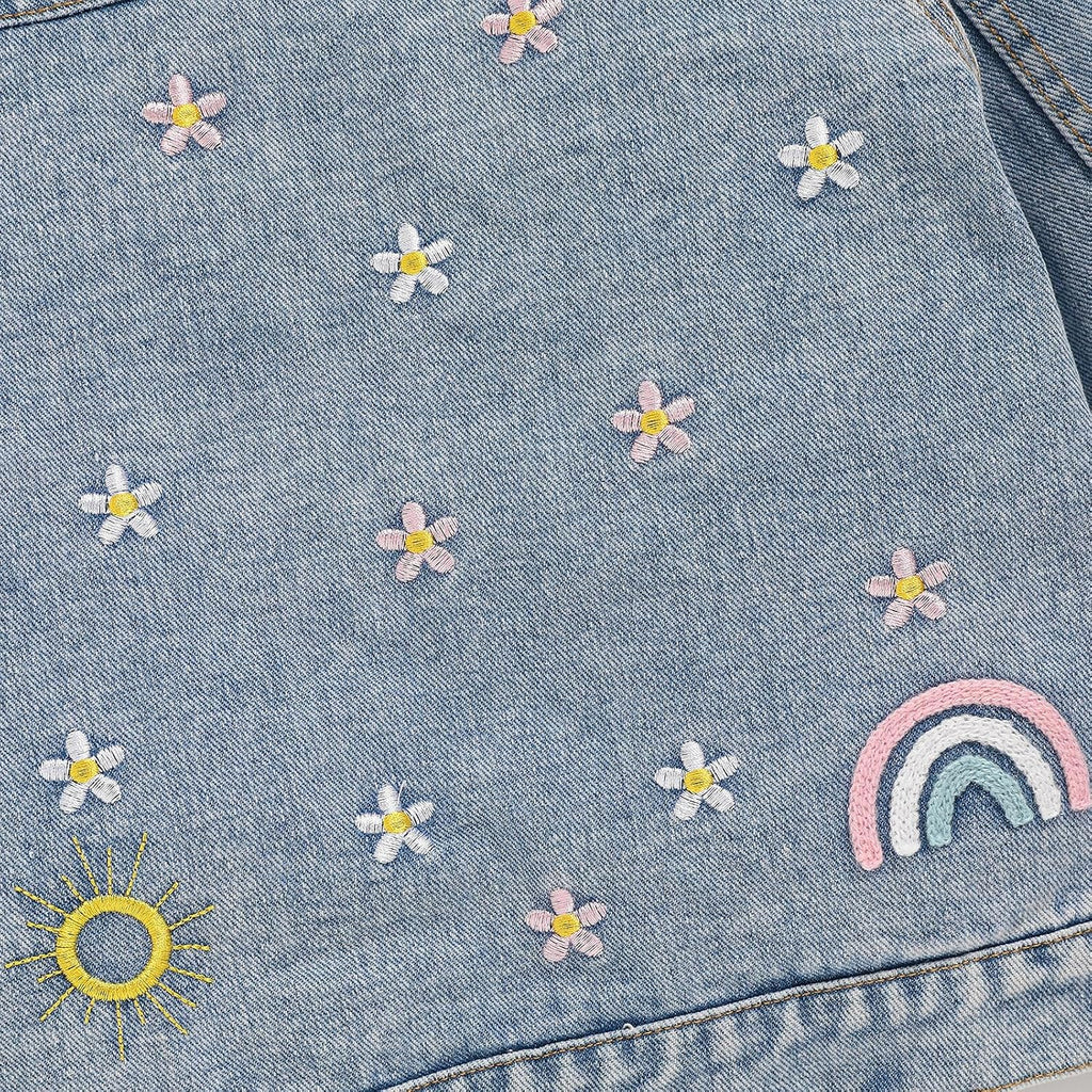 Girls Denim Jacket Little Kids Button Down Long Sleeve Jean Coat