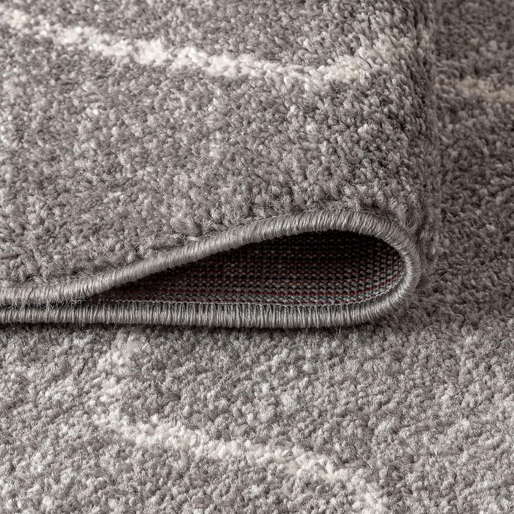 Alia Moroccan Beni Souk Gray/Cream Indoor Area Rug, Bohemian, Scandinavian, Easy-Cleaning, Pet Friendly
