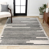 JONATHAN Y Khalil Modern Berber Stripe Cream/Black Indoor Area Rug, 8x10, Contemporary, Bohemian
