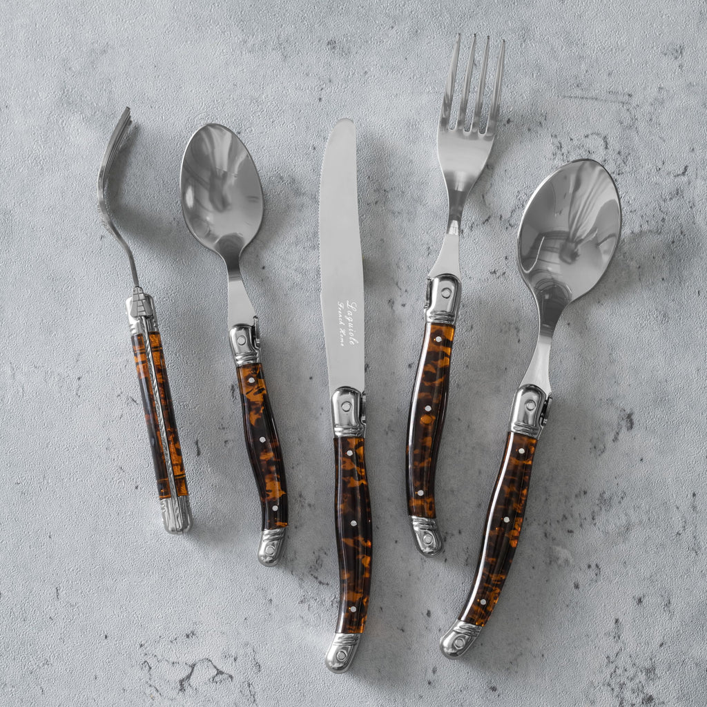 Laguiole Connoisseur 20-Piece Tortoise Shell Flatware Set
