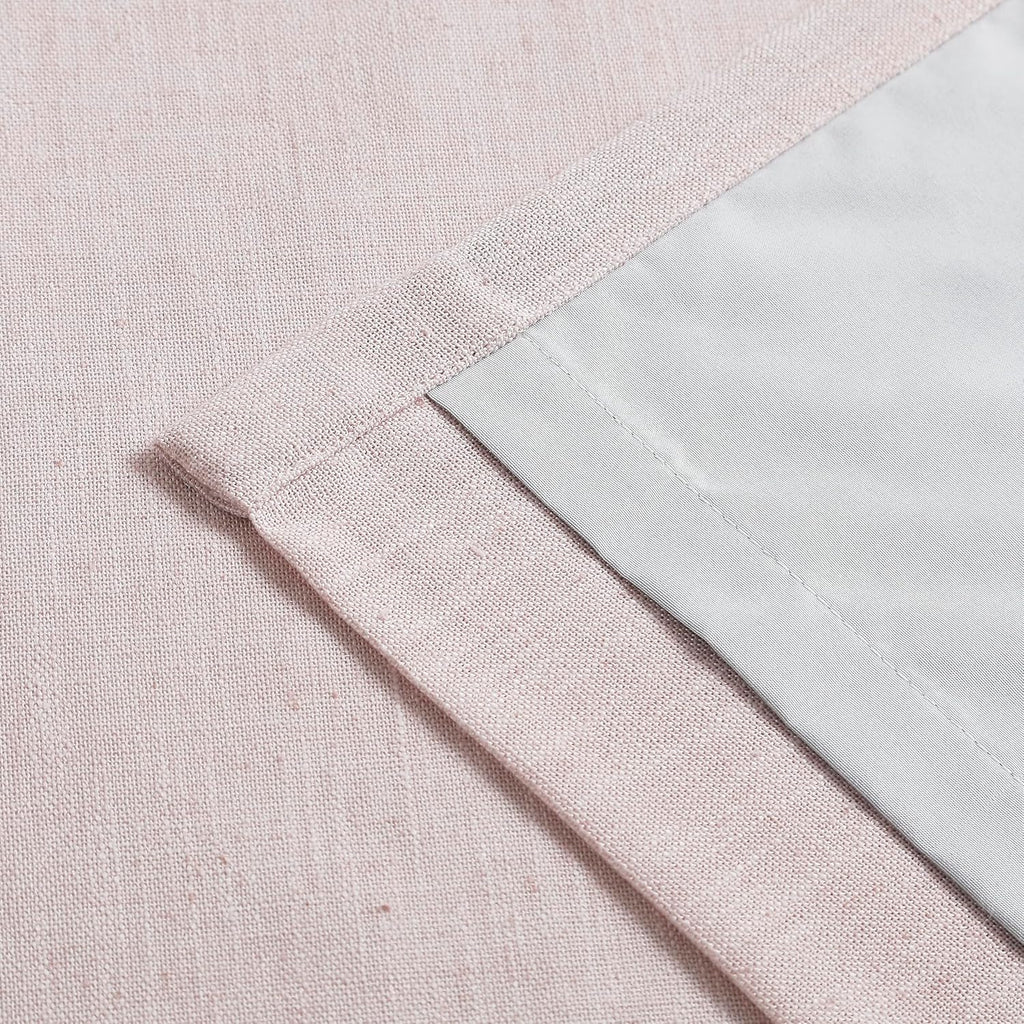 90 Inches Soft Pink Pinch Pleated Full Blackout Curtains Linen Blended Room Darkening Window Curtains for Living Room