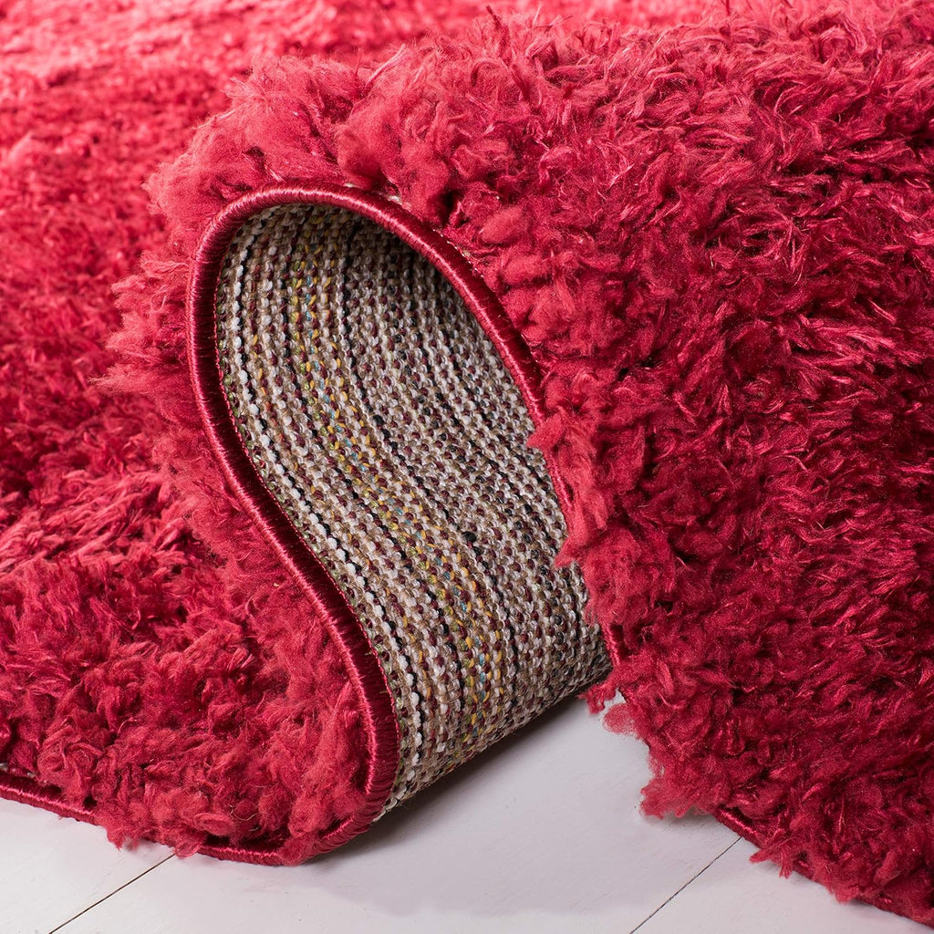 Madrid Shag Collection Area Rug - 8' Square, Red, Solid Design, Non-Shedding & Easy Care, 2-inch Thick Ideal for High