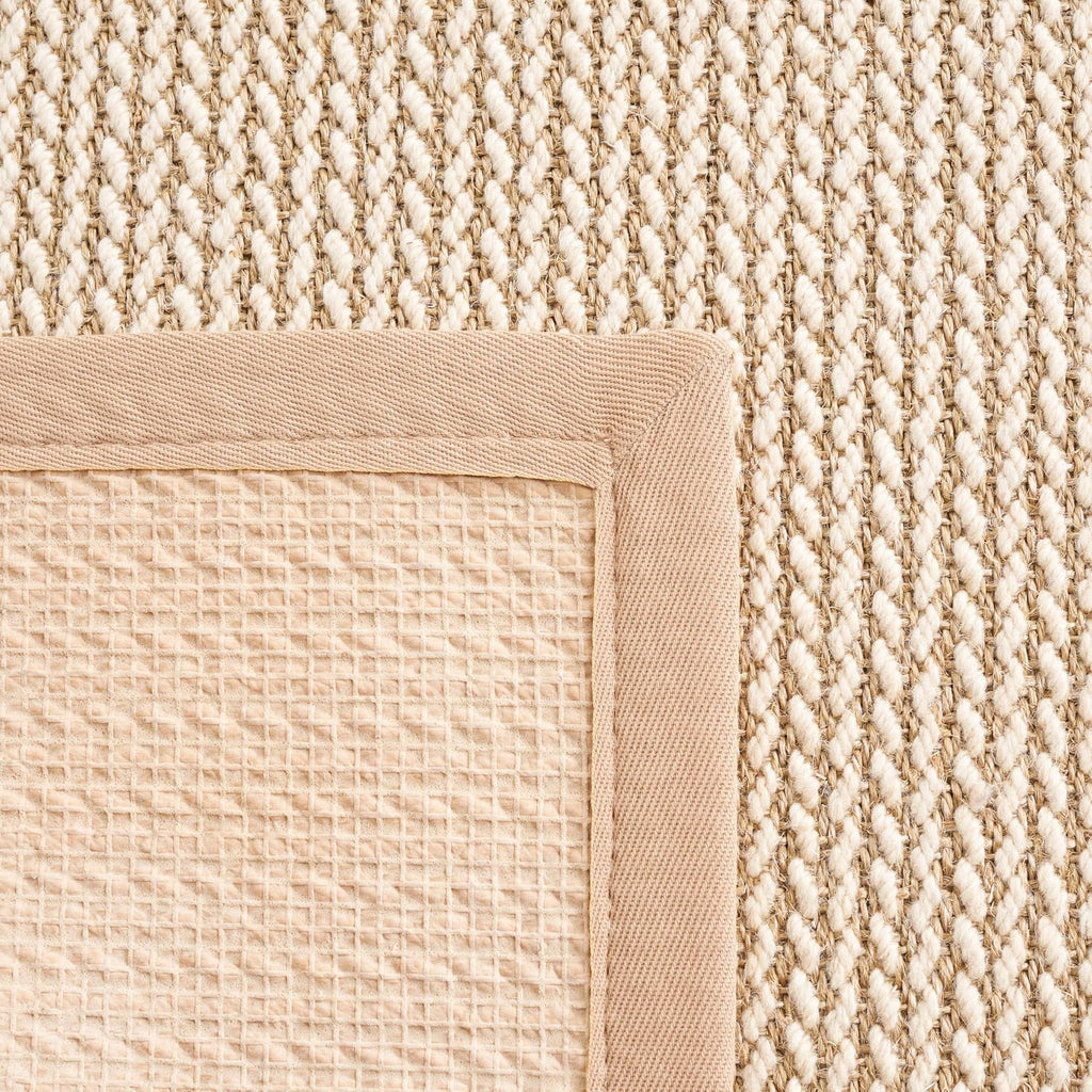 Area Rug 3x5 - Natural Fiber Collection - Beige, Sisal & Wool, Woven Design with Border (NF475B)